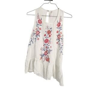 XHILARATION Flower Floral Embroidered Sleeveless Tank Top Womens Extra Small XS
